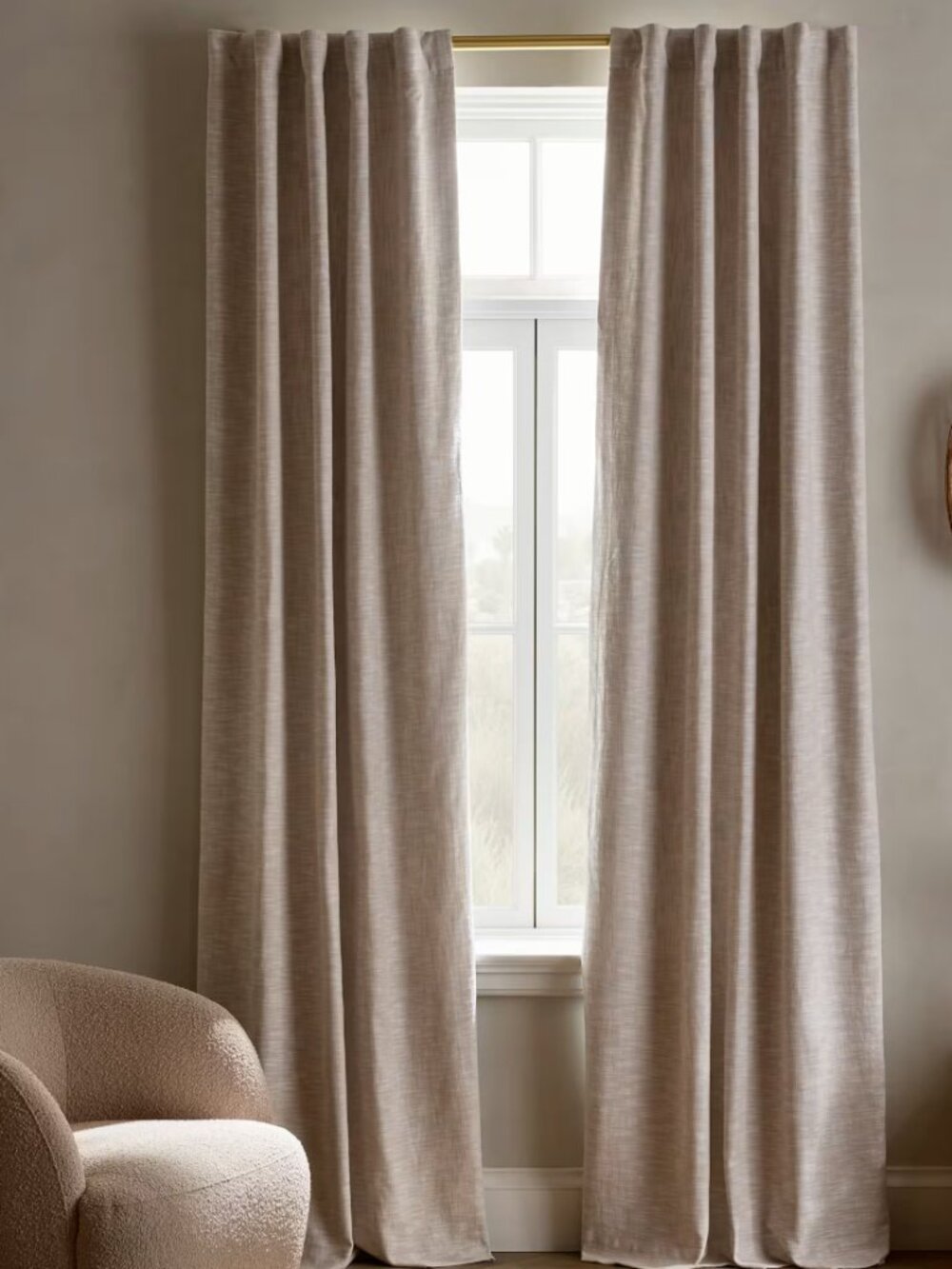 Quince Textured Cotton Room Darkening Curtain Oatmeal 48 x 96 Single Panel NWOT